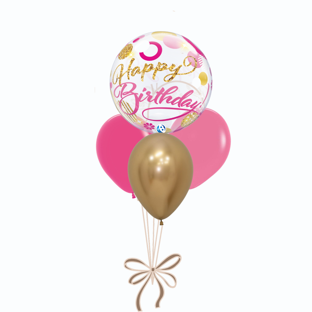 Happy Birthday Bubble Swirls Pink – Balloonery