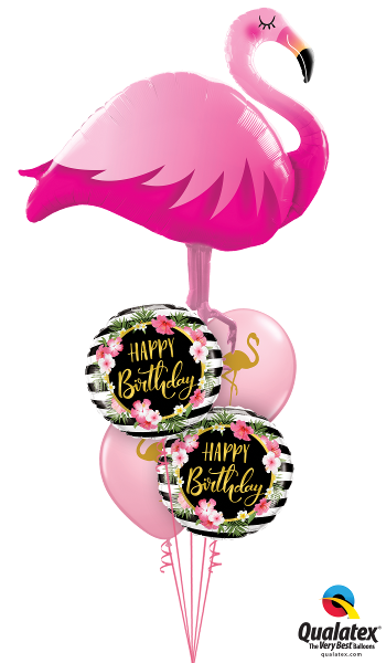 Golden Floral Flamingo Birthday - Balloonery