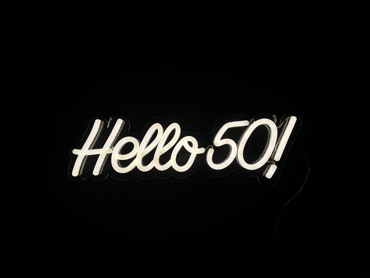 Hello 50! Neon Sign – Balloonery