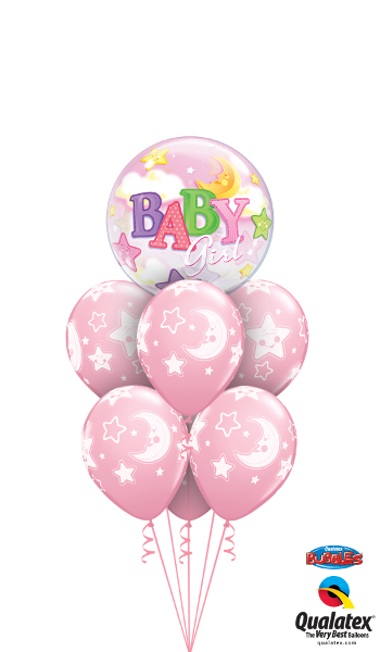 Pink Baby Girl Moon & Stars - Balloonery