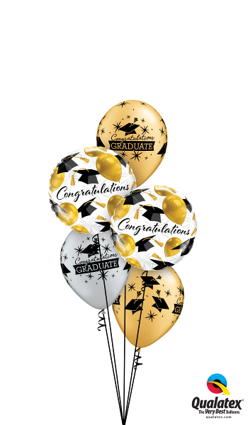 Silver & Gold Grad Caps - Balloonery